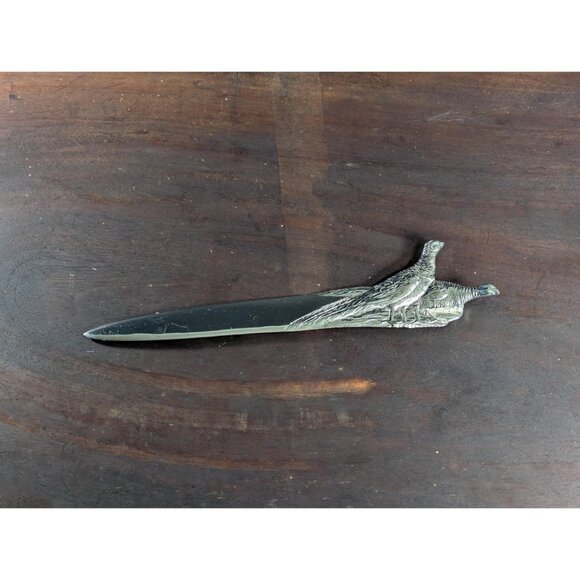 Silver Metal Pheasant Letter Opener: Chromed Desk Accessory - Picture 7 of 8